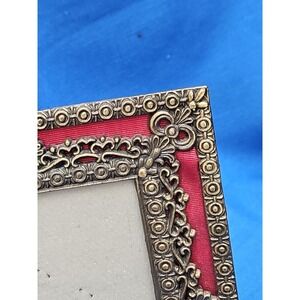Victorian Brass Red Photo Picture Frame Ornate Tabletop Weston Gallery 5x3.5
